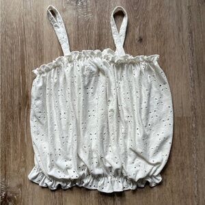 Livi by Olivia Rae White Eyelet Smocked Tank Top